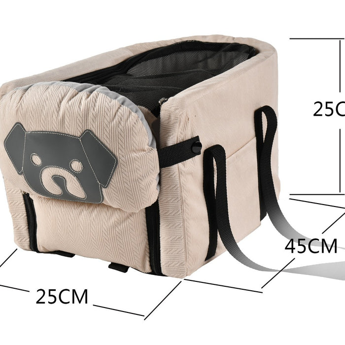 Grey Pet Car Booster Seat for Small Dogs & Cats - Safe Travel Carrier Bed