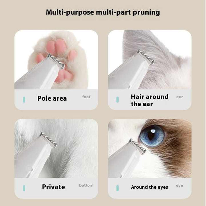 Blue Rechargeable Pet Grooming Clipper with Built-in Vacuum - Low Noise Hair Trimmer for Dogs & Cats