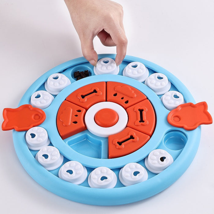 Blue Interactive Pet Puzzle Feeder Toy - Slow Eating & Mental Stimulation Game for Dogs & Cats