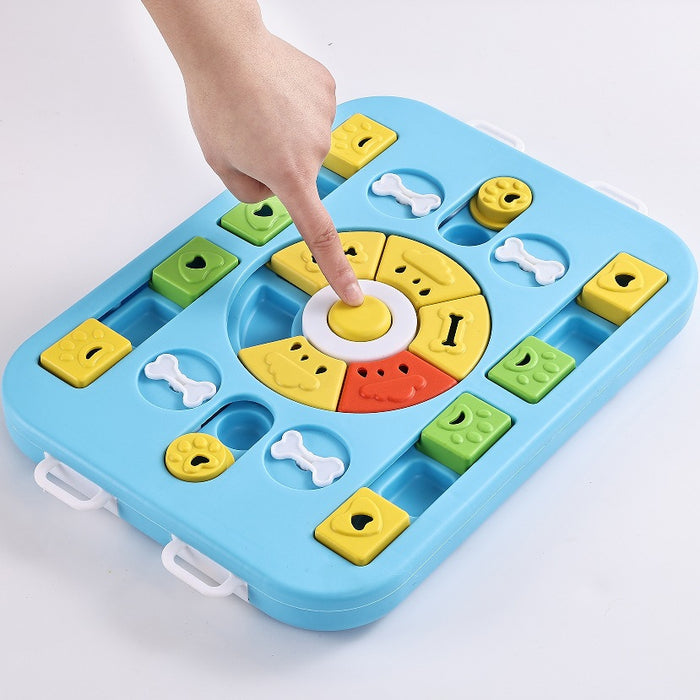 Blue Advanced Interactive Dog Puzzle Toy - Multi-Mechanism Treat Dispensing Slow Feeder for Mental Enrichment