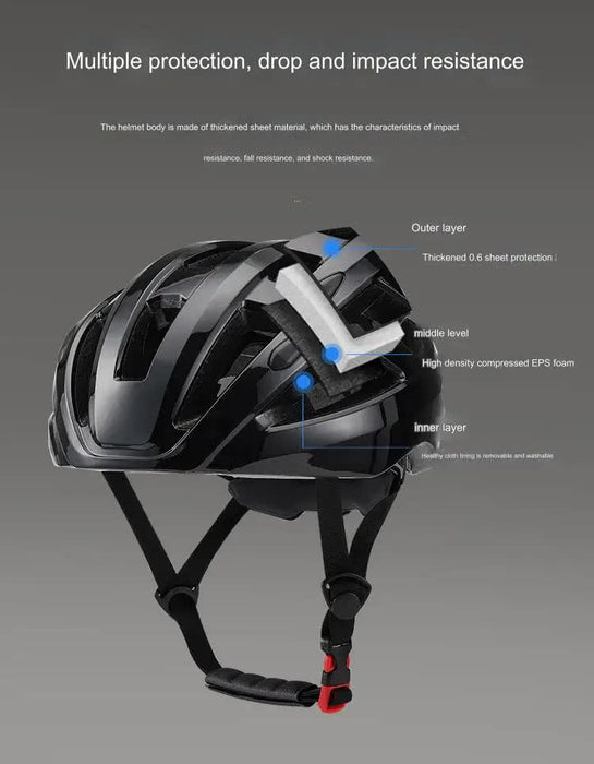 Black Ultra-Light Adult Cycling Helmet - CE & CPSC Certified, In-Mold Safety for Road & Mountain Biking