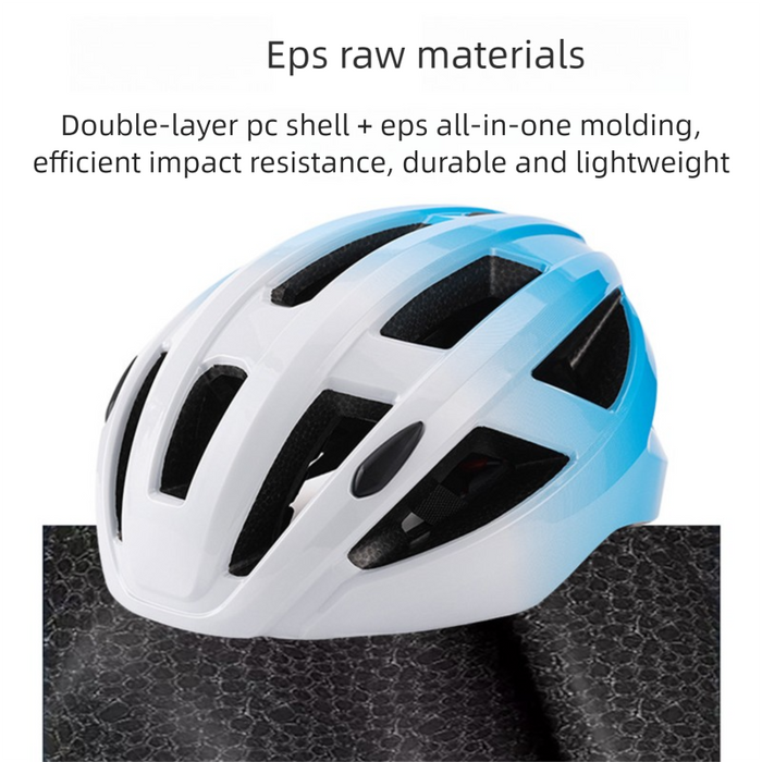 White and Blue Ultra-Light Adult Cycling Helmet - CE & CPSC Certified, In-Mold Safety for Road & Mountain Biking