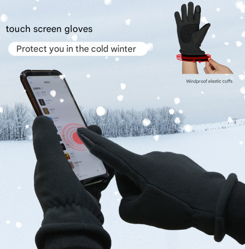 XL Navy Blue Warm Windproof Touchscreen Gloves - Anti-Slip Grip for Winter Cycling & Outdoor Sports