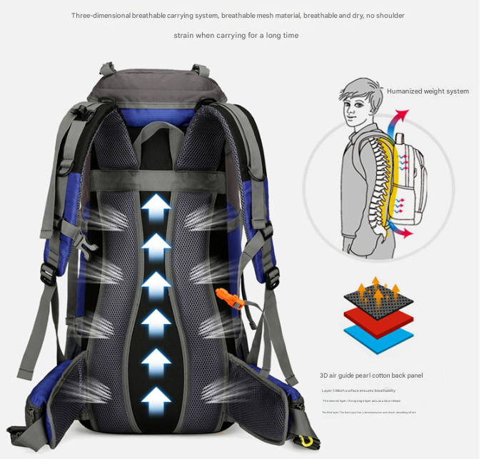 Green Nylon Hiking Backpack - Multifunctional Outdoor Sports Bag