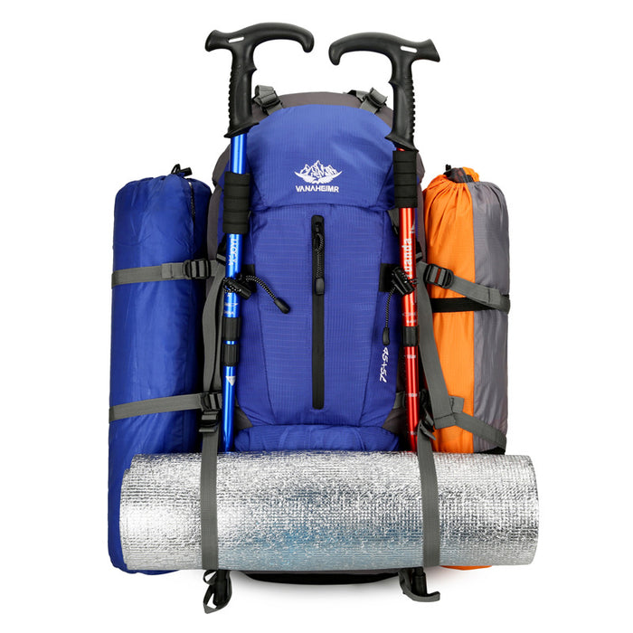 Black Nylon Hiking Backpack - Multifunctional Outdoor Sports Bag