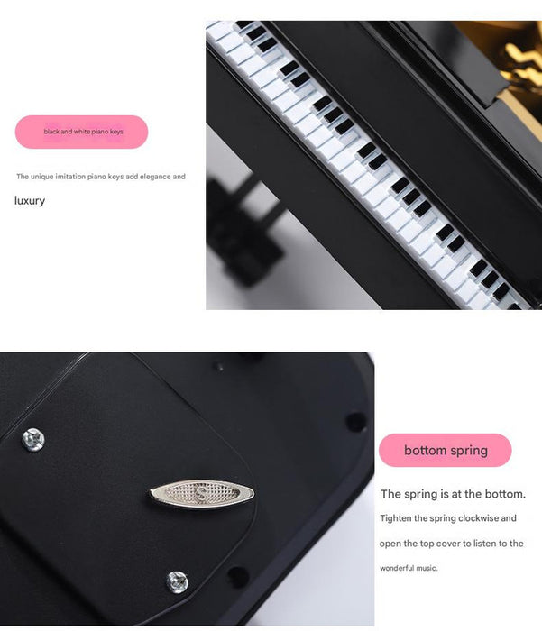 Classical Grand Piano Music Box with Dancing Ballerina(Dancing girl version - pink)