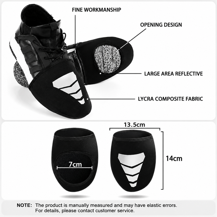 Black Waterproof Windproof Cycling Shoe Covers & Long Half Rain Pants Set – 2 Pairs Nonslip Reflective Half Toe Shoe Covers and 1 Pair Quick Pull-On Adjustable Leg Covers for Commuting, Hiking and Outdoor Riding