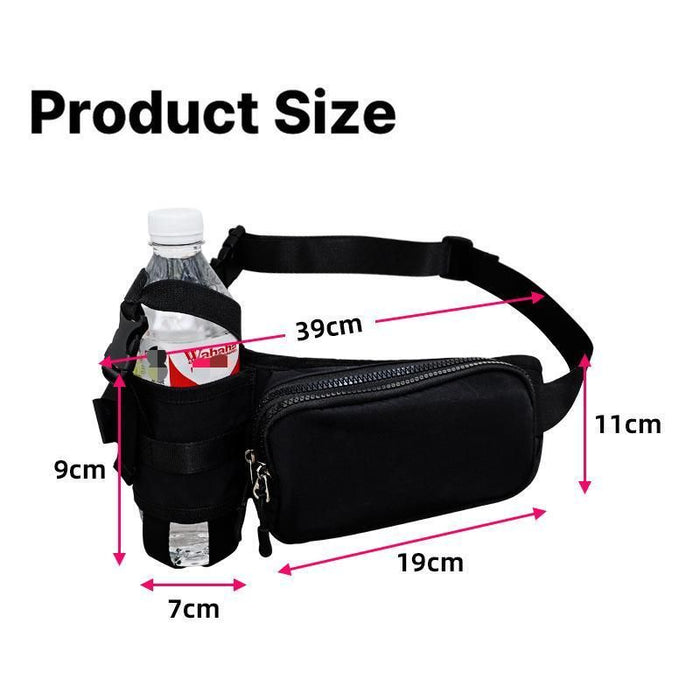 Winter Fitness Bundle - Grey XL size Women's High Waist 3/4 Yoga Leggings with Peach Hip Lift and Black Waterproof Sports Waist Bag with Bottle Holder for Running Gym and Outdoor Activities