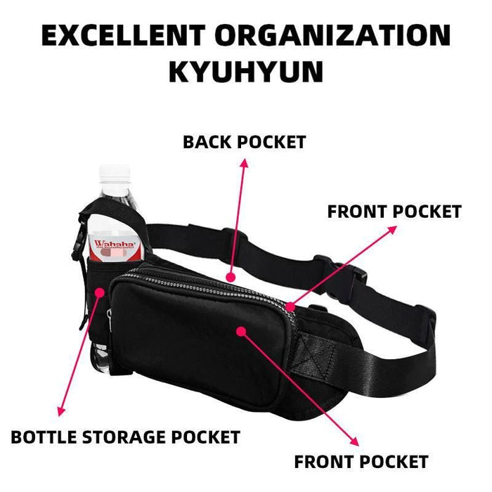 Winter Fitness Bundle - Grey XL size Women's High Waist 3/4 Yoga Leggings with Peach Hip Lift and Black Waterproof Sports Waist Bag with Bottle Holder for Running Gym and Outdoor Activities