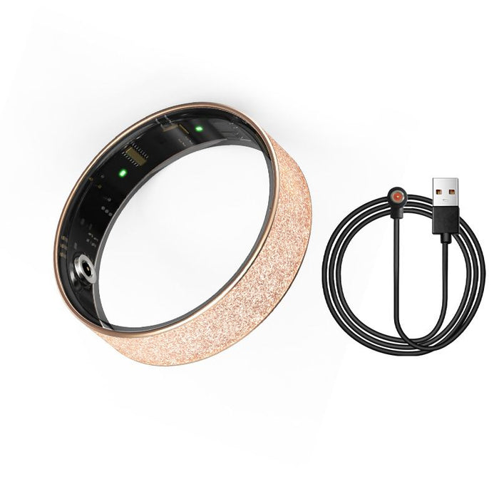 Smart Ring Size 8 (Rose Gold) – Frosted Rose Gold Wellness Tracker with Heart Rate, Blood Oxygen, Sleep, Steps and Mood Monitoring, IP68 Waterproof USB Magnetic Charging Ring