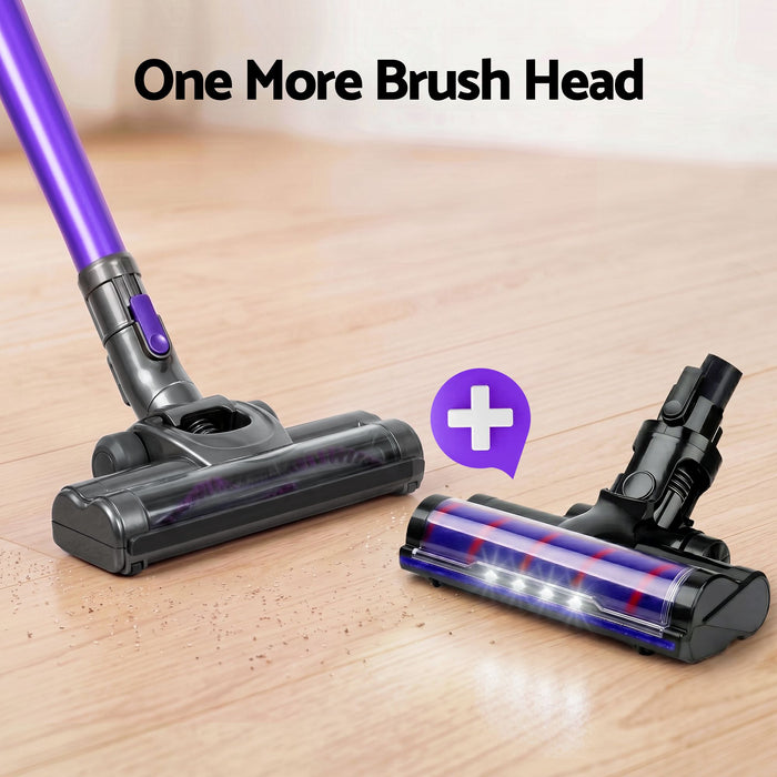 Devanti 150W Stick Handstick Handheld Cordless Vacuum Cleaner 2-Speed with Headlight Purple