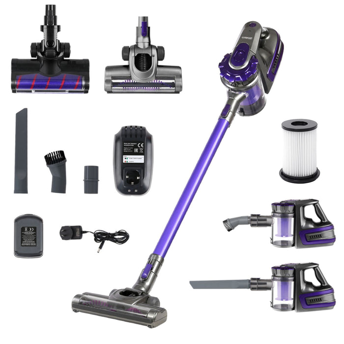 Devanti 150W Stick Handstick Handheld Cordless Vacuum Cleaner 2-Speed with Headlight Purple