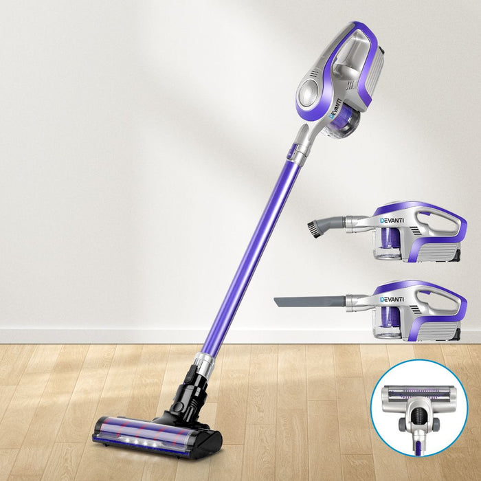 Devanti Cordless 150W Handstick Vacuum Cleaner - Purple and Grey