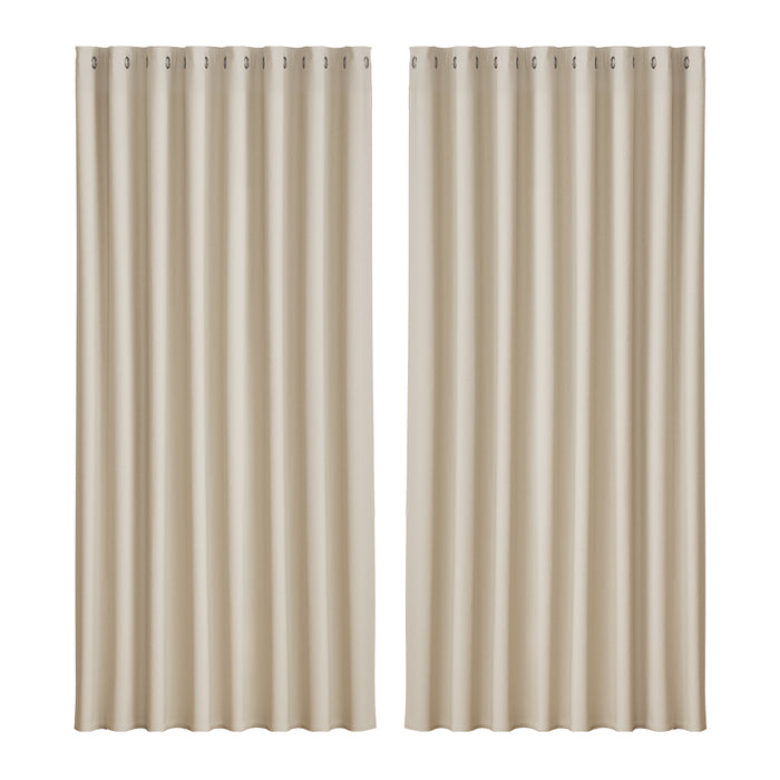 Artiss 2X Blockout Curtains Blackout Window Curtain Eyelet 300x230cm Beige