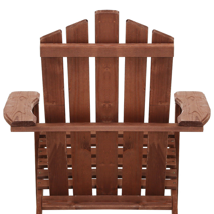Gardeon Outdoor Sun Lounge Beach Chairs Table Setting Wooden Adirondack Patio Chair Brown