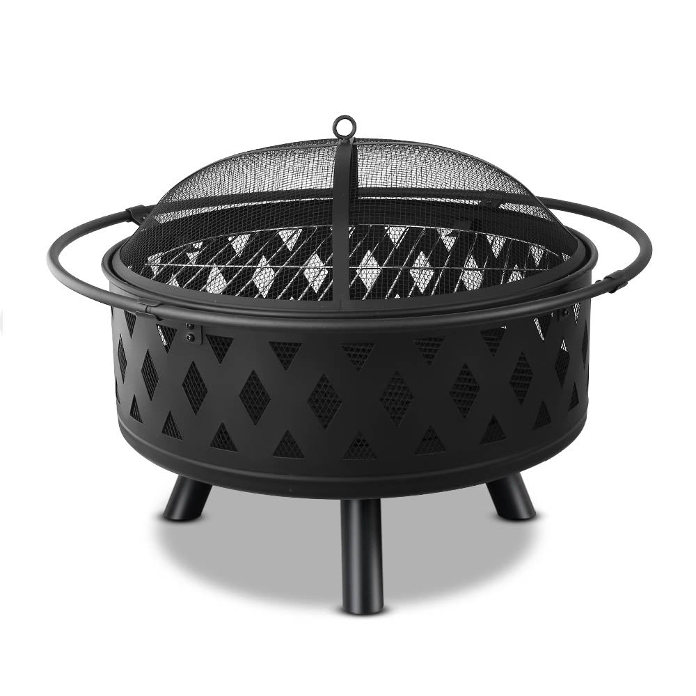 Fire Pit BBQ Charcoal Grill Ring Portable Outdoor Kitchen Fireplace 32 ...