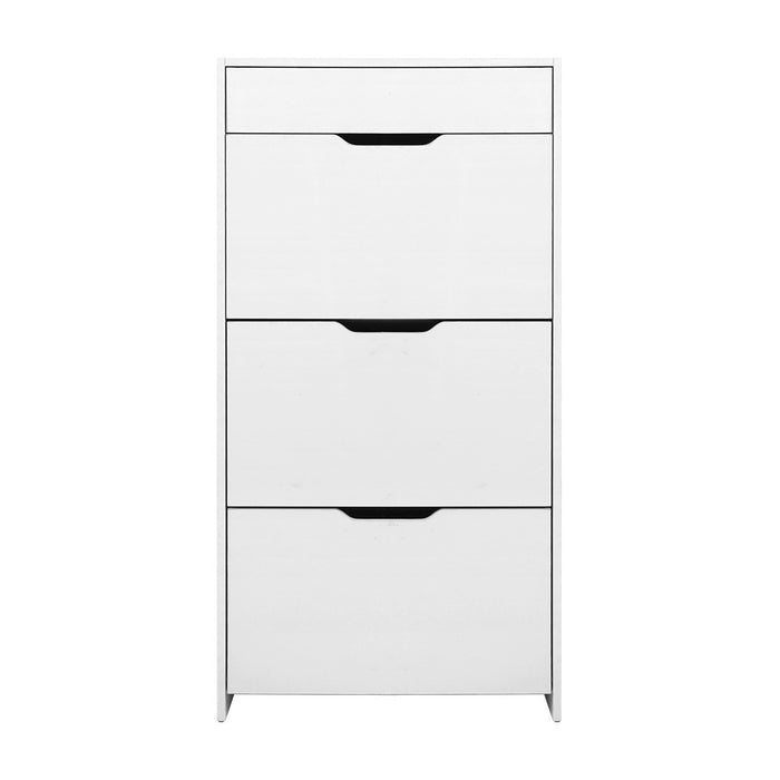 Artiss Shoe Cabinet 3 Tier Shoes Storage Drawer High Gloss White Rack Shelf