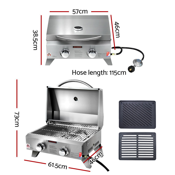 Grillz Portable 2 Burner Gas BBQ