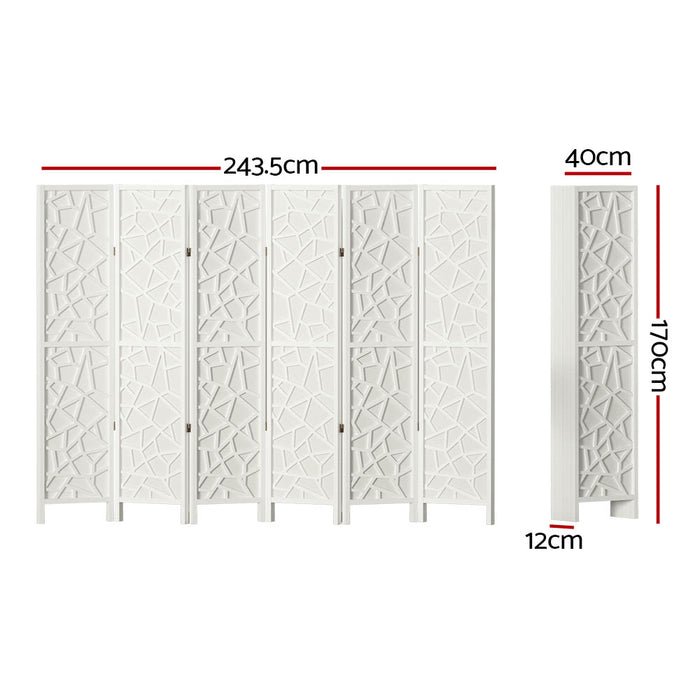 Artiss Clover Room Divider Screen Privacy Wood Dividers Stand 6 Panel White