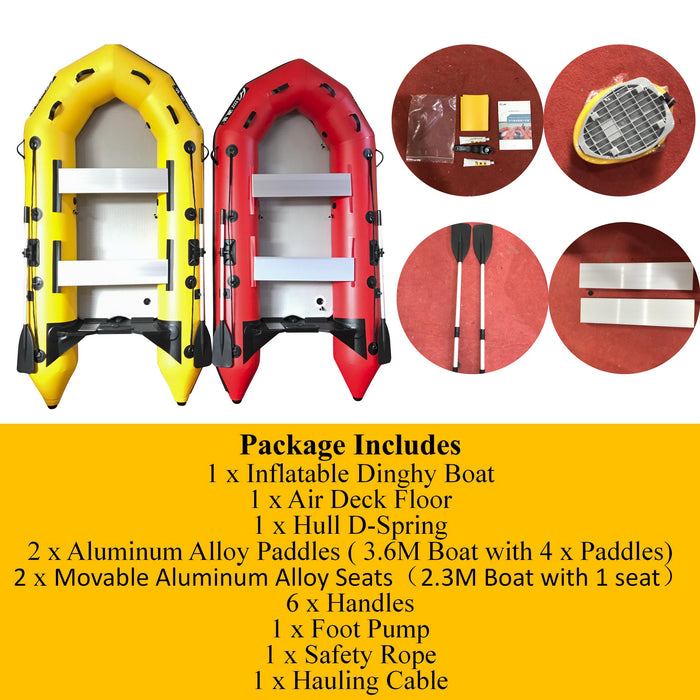 3m Inflatable Boat 3m Inflatable Dinghy Boat Tender Pontoon Rescue- Yellow — RABSDirect.com.au