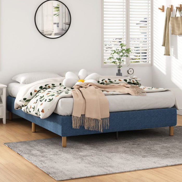 Metal Bed Frame Mattress Foundation Blue – King