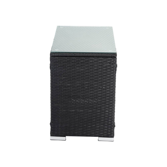 Outdoor Wicker End Table Black