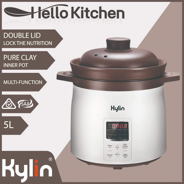 Kylin Electric Purple Clay Pot Slow Cooker 5L - K2021