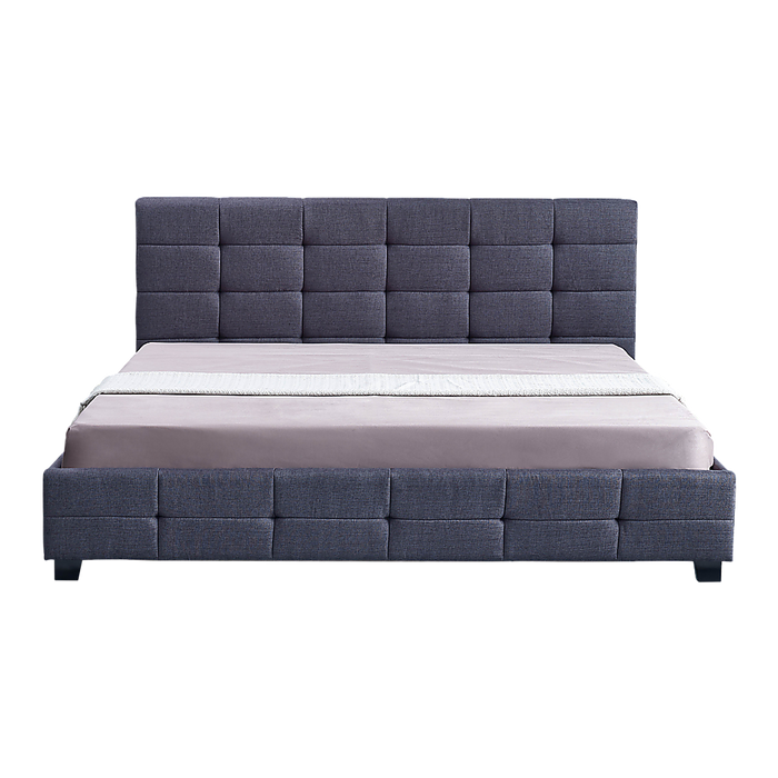 Linen Fabric King Deluxe Bed Frame Grey