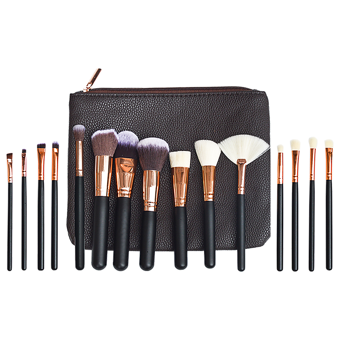 Soft 15Pcs Pro Face Powder Makeup Brushes Set Eyeshader Blending Highlight Tools