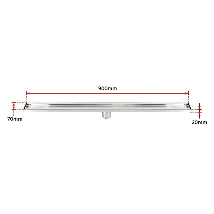 900mm Tile Insert Bathroom Shower Stainless Steel Grate Drain w/Centre outlet Floor Waste