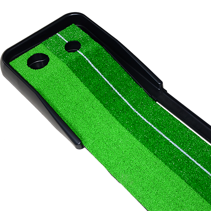 Indoor Practice Putting Green 2.5m Mat Inclined Ball Return Fake Grass 2 Holes