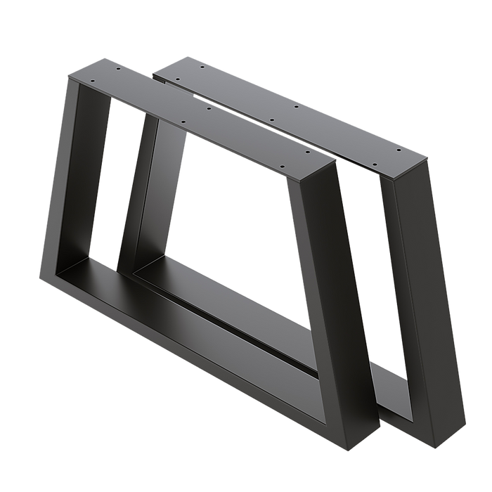 Trapezium-Shaped Table Bench Desk Legs Retro Industrial Design Fully Welded - Black