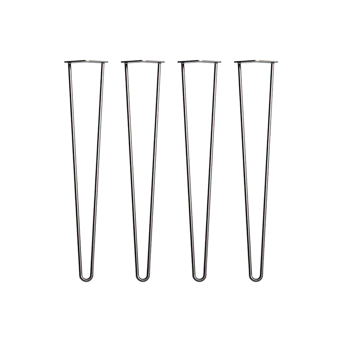 Set of 4 Industrial Retro Hairpin Table Legs 12mm Steel Bench Desk - 71cm Black
