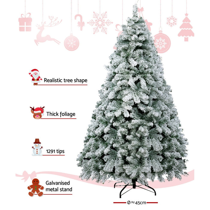 Jingle Jollys Christmas Tree 2.4M Xmas Trees Decorations Snowy 1291 Tips