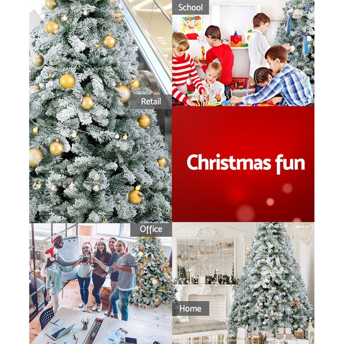 Jingle Jollys Christmas Tree 2.4M Xmas Trees Decorations Snowy 1291 Tips