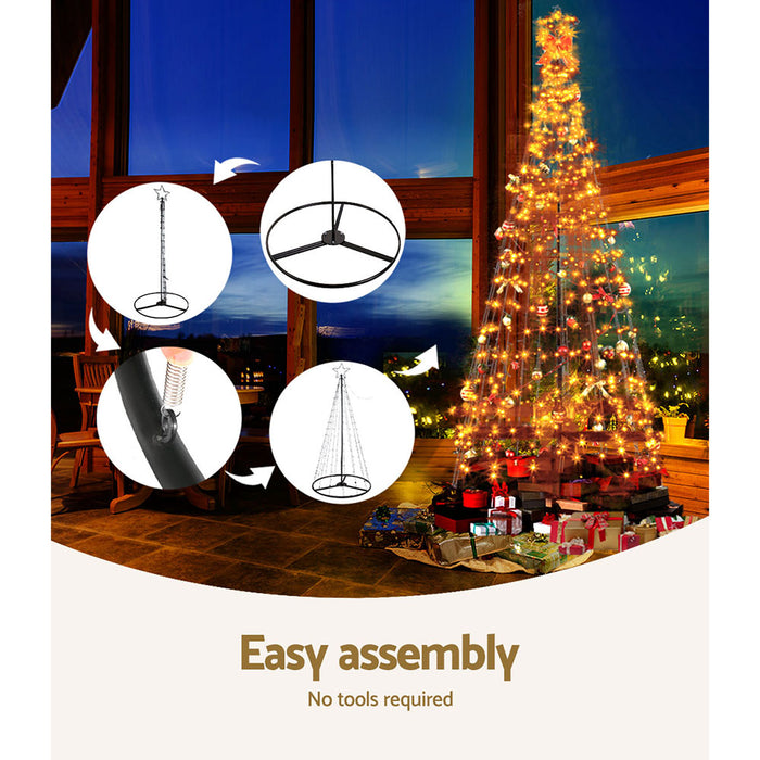 Jingle Jollys Solar Christmas Tree 3.6M LED Xmas Tree 8 Light Modes